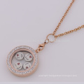 2015 fashion design double crystal rose gold charms locket design for women wholesale